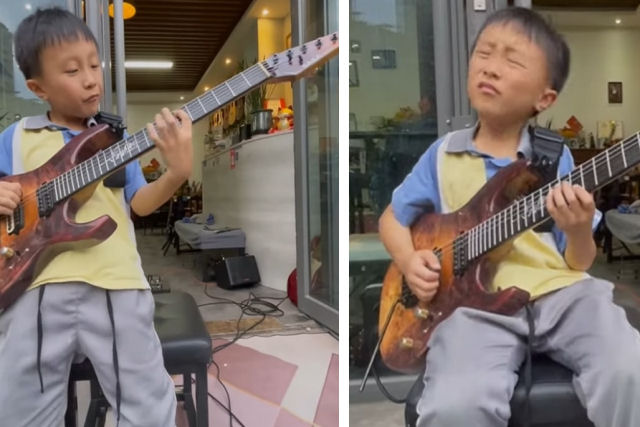 Prodgio de 9 anos toca guitarra com mais alma do que muitos adultos