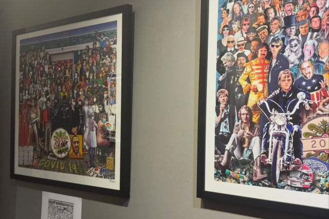 A montagem com o tema do �lbum Sgt. Pepper's, homenageando celebridades que faleceram em 2025