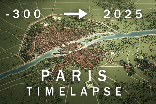Animação em time-lapse mostra a evolução de Paris, de 300 a.C. a 2025