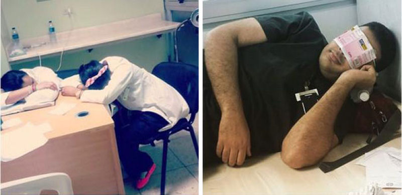 Mdicos publicam fotos dormindo no trabalho para defender uma colega flagrada dormindo 14
