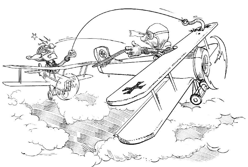 Na primeira guerra os pilotos trocavam insultos e atiravam o que tinham na mo durante o voo